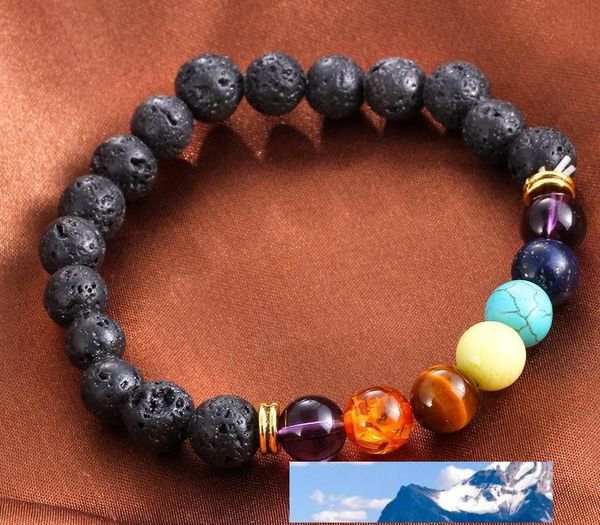 

factorycxlpnatural selling volcano chakra energy lava stone 8mm colorful beads bracelets ing, Black