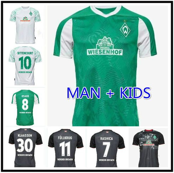 

20 21 sv werder bremen city soccer jerseys home away 2020 2021 friedl klaassen selke rashica bartels werder bremen men kids football shirts, Black;yellow