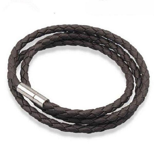 

h1pubracelets magnetic mens black/brown mesh leather stainless bangle steel clasp double wrap wristband beautiful titani
