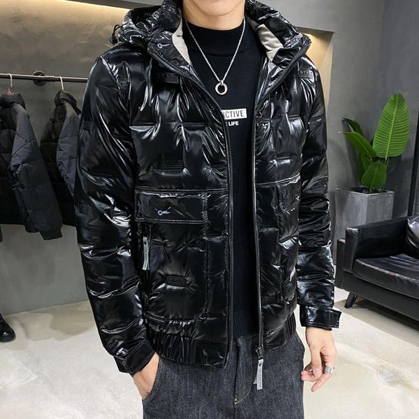 

new winter fashion brand men's hooded cotton padded jacket in 2020, Black