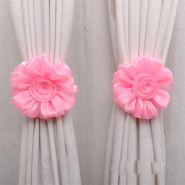 

e5 1pair rose flower window curtain tieback buckle clamp hook fastener decor jul241