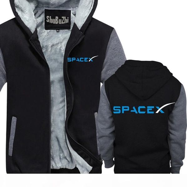 

spacex space x space-x elon musk fan space science logo hoodie falcon men thick hoodies warm coat sbz4464, Black