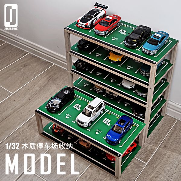 

1: 32 simulation outdoor parking garage solid wood display box car model scene storage accessories