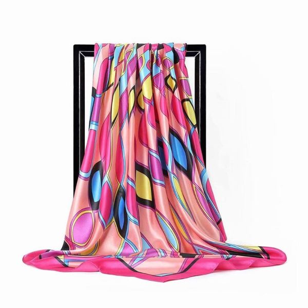 

scepter pattern printed ink blue scarf women embroidered silk handkerchief square bandana foulard neckerchief female df02, Blue;gray