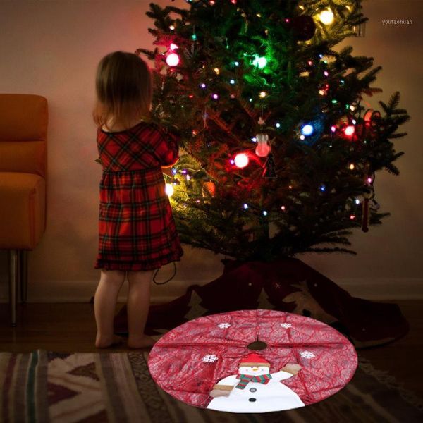 

christmas decorations tree cloth classic snowman pattern apron skirt base mat dress props for party shop (90cm)1