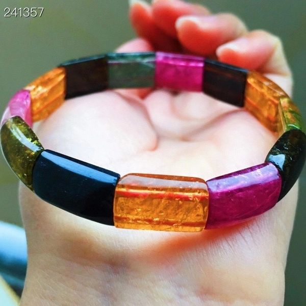 

certificate natural coloured of clear rectangle turmaline bracelet granules 14.6x9.8x4.9mm female crystal snippet 1rna, Black
