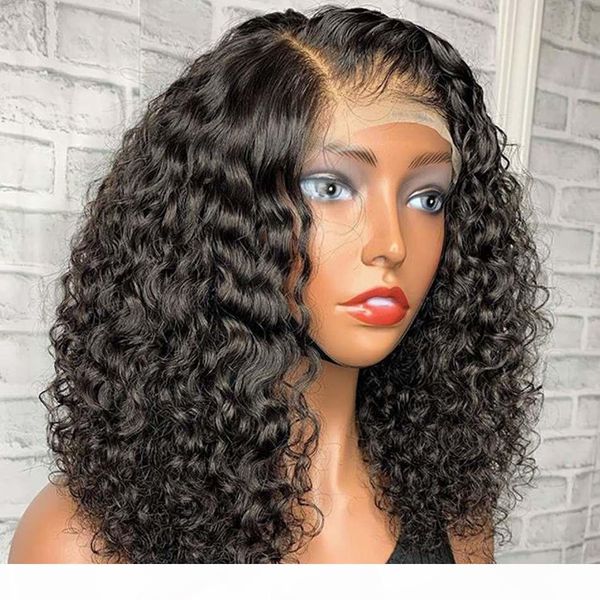 

180density natural curly brazilian human hair lace wigs for women with thick bangs 360 lace frontal wig full lace human hair wigs, Black