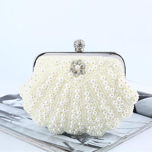 

evening bags white black pearl bead weaving clutches bag for women full bride wedding party makeup messenger bags1