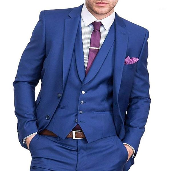 

2020 royal blue suit men's 3 piece custom made wedding suits for men groom slim fit business men suit (jacket+pants+vest)1, White;black