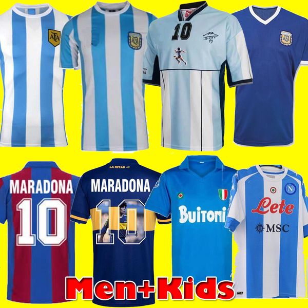 

men kids retro 1986 argentina diego maradona commemorate soccer jersey 1978 boca juniors 1981 napoli fourth 4th 1987 1988 football shirt, Black;yellow
