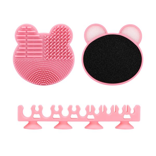 

amazon makeup brush cleaning mat pink multifunction make up brush cleaning pad silicon makeup brush cleaner with holder