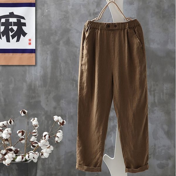 

women's ankle length autumn thin cotton line trousers harem elastic waist girls loose streetwear pants s-2xl 201113, Black;white