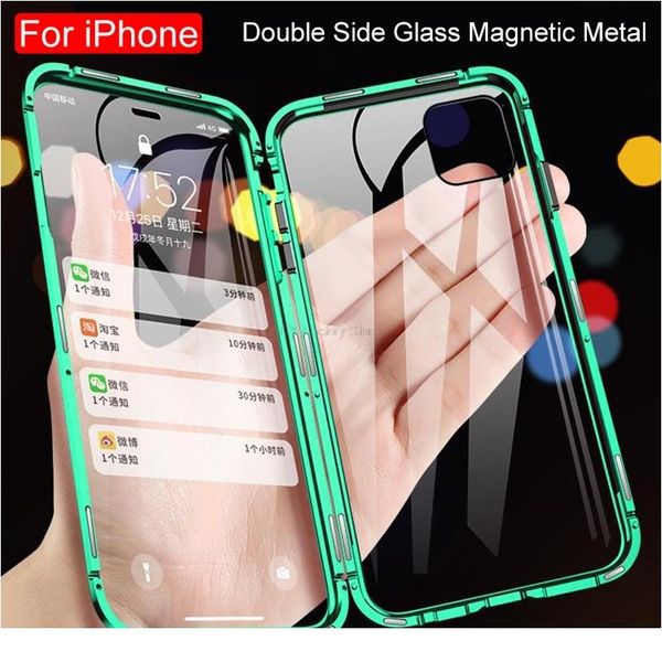 

360 magnetic metal case for iphone 11 pro x xr xs max double side tempered glass cover for iphone 11 jllfik