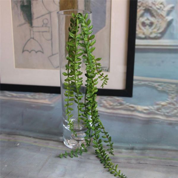 

decorative flowers & wreaths 1pcs artificial fake plants succulents pearls fleshy green vine hanging rattan wall home decoration1