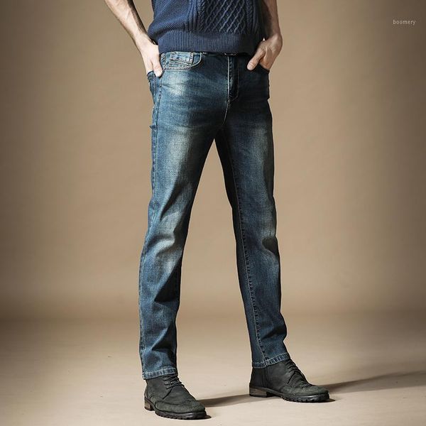 

blue straight baggy jeans men classic retro denim long pants1