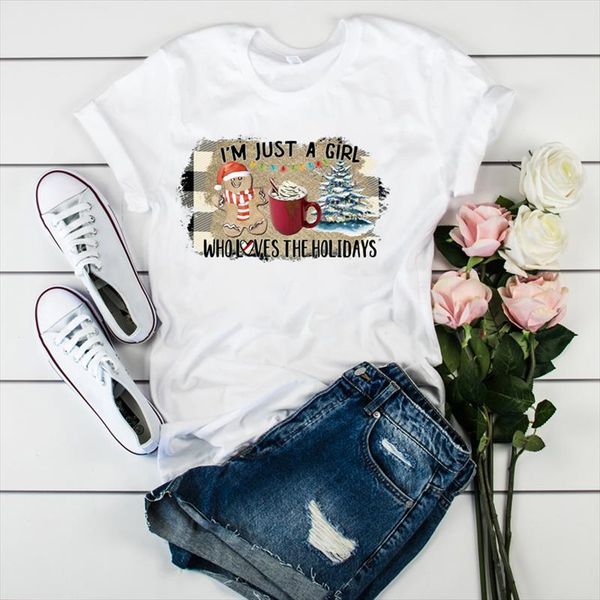 

women lady t shirt just a girl who love holidays printed tshirt ladies tee shirt women female clothes graphic t shirt, White