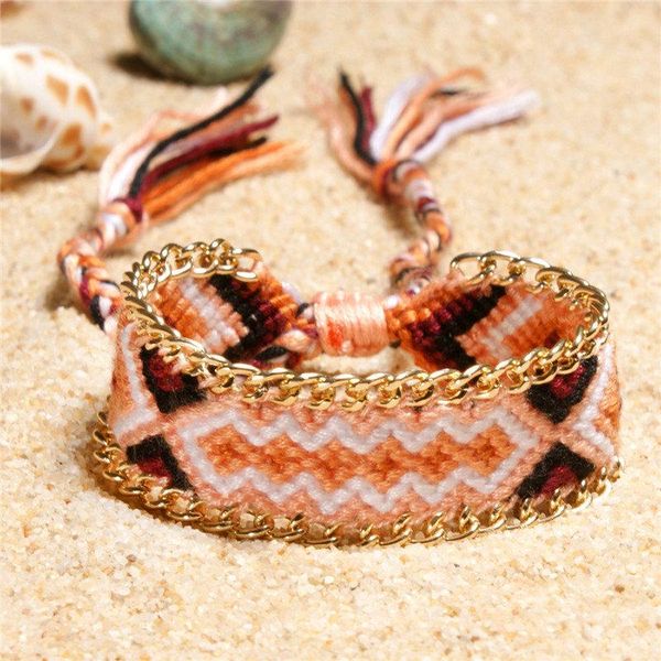 

mkendn woven bracelet european and american summer bohemian ethnic hand-knitted rainbow bracelet lucky friendship bracelet sqcepi