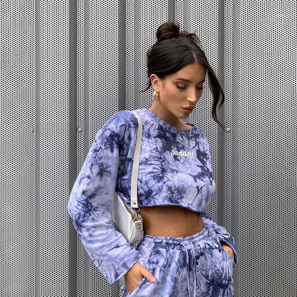 

letter embroidery round neck long sleeve clothing women 2020 autumn and winter fashion slim printed sweater cropped, White