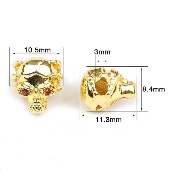 

jhnby 2шт череп подвески медь шарики прокладки когти skeleton подвески свободные шарики ювелирных изделий браслета изготовление diy выводы а, Bronze;silver