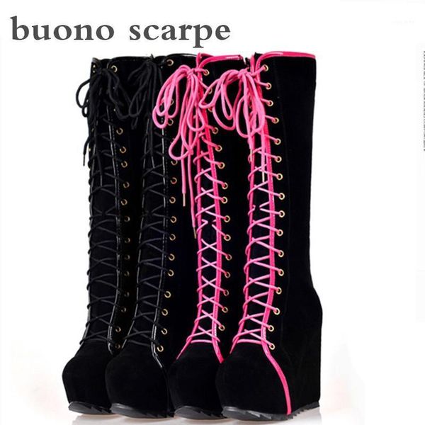 

2020 winter boots female high heel long boots waterproof platform women's1, Black