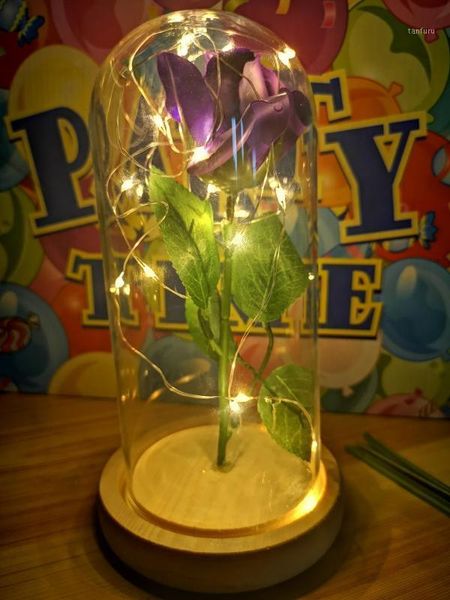 

forever rose flower with led rose lamp light glass dome bottle artificial magical wedding party mother day women girls gift gold1