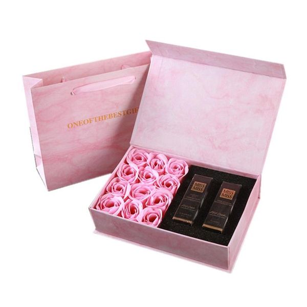 

16pcs scented rose flower petal bouquet gift box bath body soap gift for valentine's day wedding party favor boxes