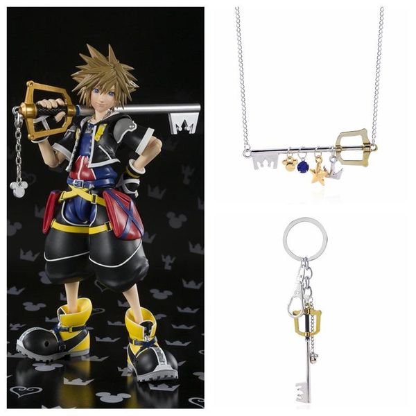 

new game anime kingdom hearts sora arms key cosplay keychain necklace accessories pendant boy girl jewelry gift, Silver