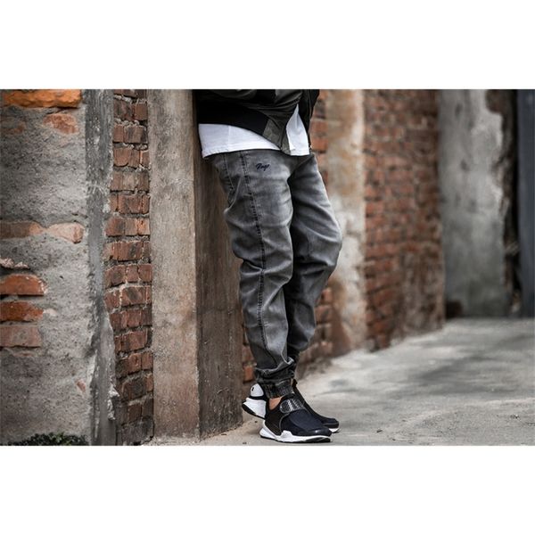 

2021 new style fashions thin gray-colored jeans tapered hip jogger men's denim cargo pants eqgl, Blue