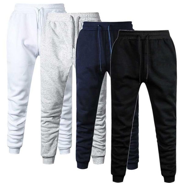 

men cotton fleece joggers gyms pants spring autumn winter male casual elastic fitness baggy trousers mens sweatpants, Black