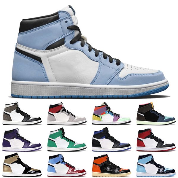 

2021 men basketball shoes 1 dark mocha university blue 1s obsidian black toe mens trainer sports sneakers
