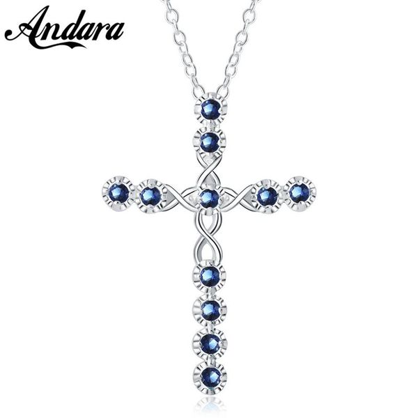 

chains 925 silver necklace cross zircon pendant religious belief jewelry gift