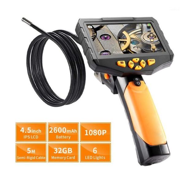 

1080p full hd 4.5 inch lcd digital dual inspection camera with semi-rigid tube 2600mah battery 32gb card waterproof snake camera1