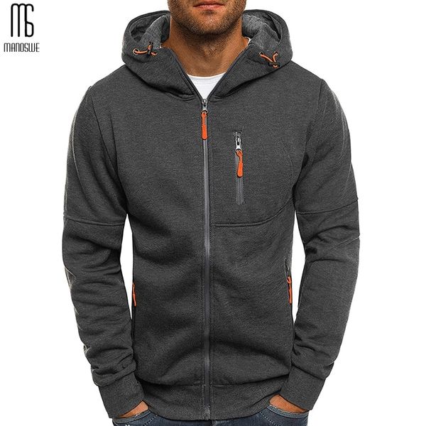 

manoswe men sports casual hoodies fall sweatshirts hoodies jacket fashion long-sleeved zipper hoody tracksuit fleece cardigan t200103, Black