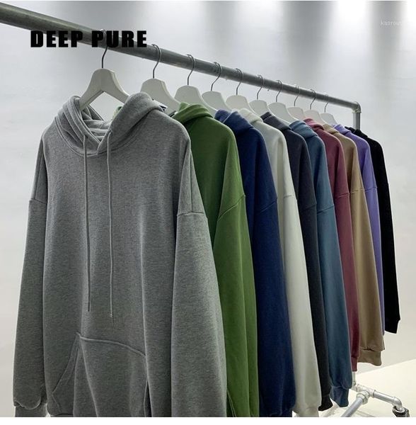 

oversized man sweatshirt cotton hoodie harajuku mens clothing streetwear hoodies solid color hooded sweatshirts womens coat male1, Black