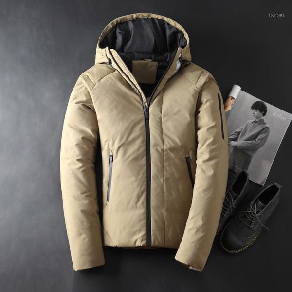 

nice men fashion down jacket winter down coat parka white duck short section thickening business jackets coat hood1, Black