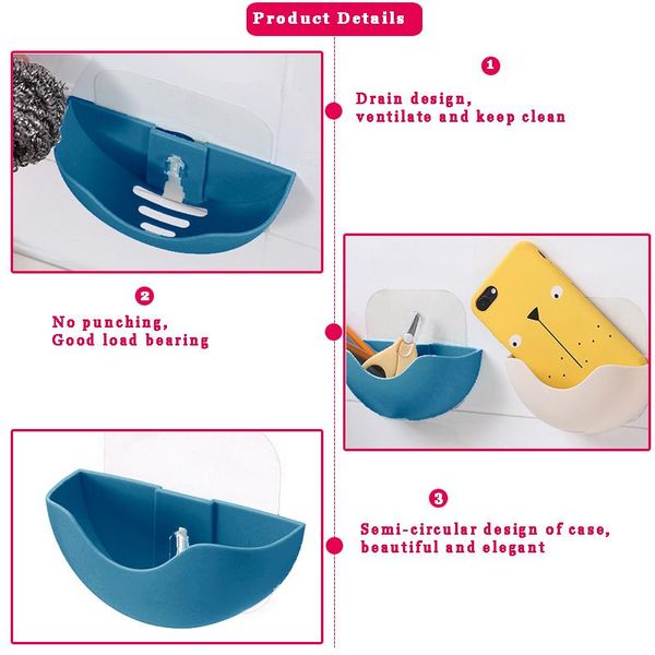 

drain soap box nail-hanging soap dish holder rack semicircle wall mount bathrooms pp tray container storage organizer case q jlletz