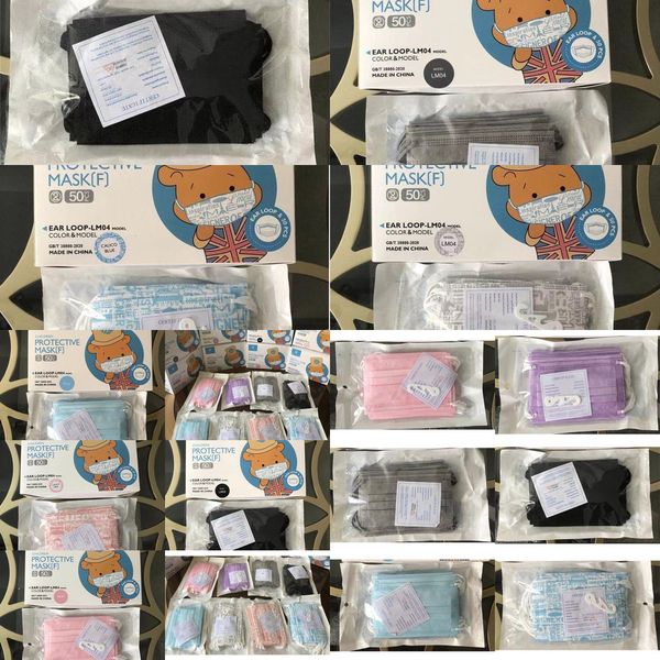 

3 children face layer ear-loop mouth masks cover 3-ply non-woven disposable dust child mask soft breathable 66