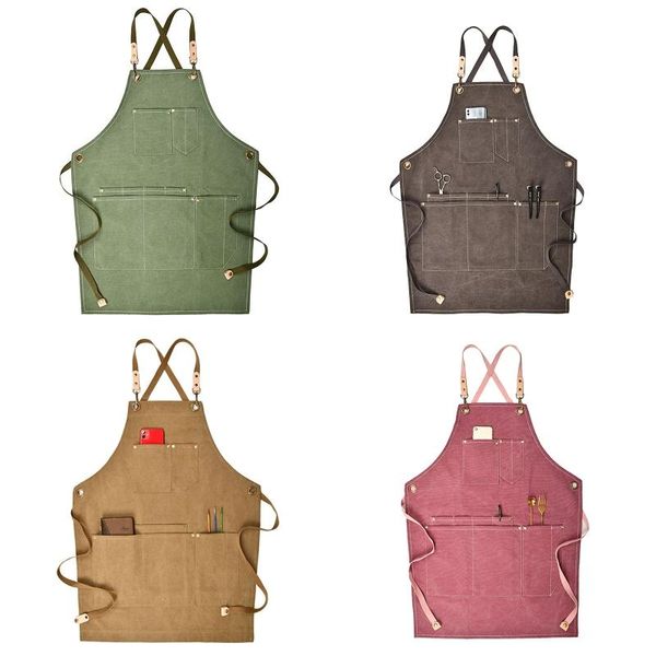 

aprons summer canvas work apron denim version hairdressing hairdresser floral barista
