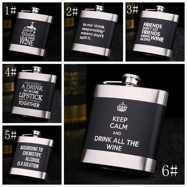 

laser english letter 6oz black stainless steel hip flask metal liquor bottle square whiskey flagon alcohol bottles gift owe2518