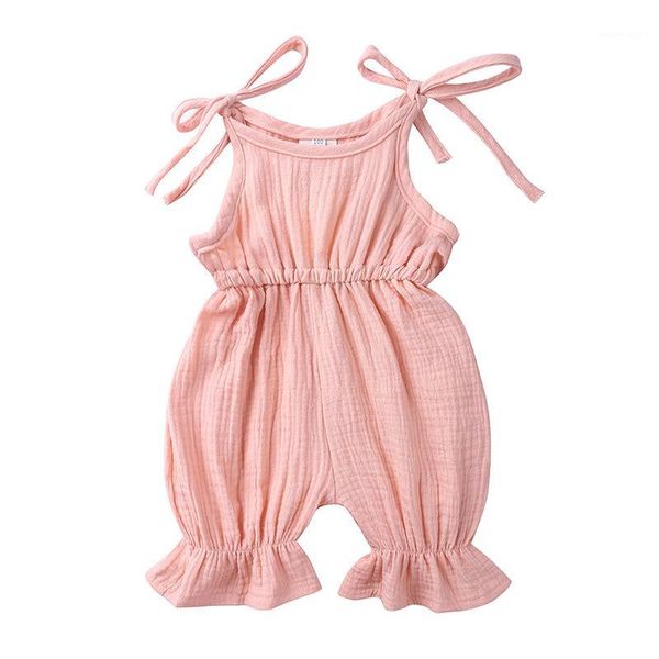 

jumpsuits born cotton linen baby romper summer girls clothes sleeveless ruffle jumpsuit toddler one-piece sunsuit outfit1, Blue