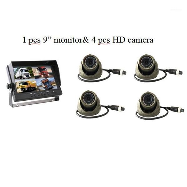 

9 inch ahd 4ch recorder dvr car monitor vehicle truck night vision rear view camera security surveillance split screen quad kit1
