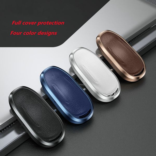 

auto remote key case aluminum alloy leather cover shell fob for tesla model 3 s x smart key protecto covers with keychain