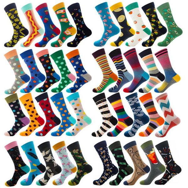 

socks & hosiery 5pairs/set happy funny men and women retro desinger stripe harajuku skateboard female male cotton woman, Black;white