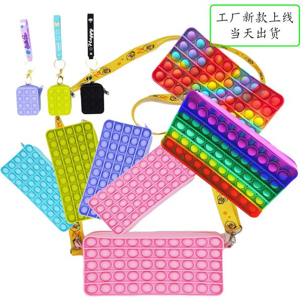 

2022 toyshop fidget toys sensory fashion school student pencil case push bubble rainbow anti stress educational children and adults decompre