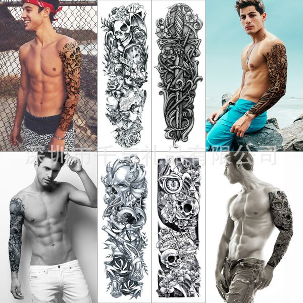 

full arm tattoo sticker full arm tattoo big picture flower arm tattoo sticker waterproof realistic wholesale colorful for man for lady