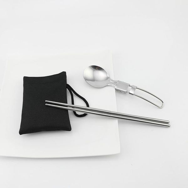 

creative portable 3pcs открытый кемпинг пикники столовые приборы набор из нержавеющей стали складной вилка совок нож пищевые бенто аксессуар