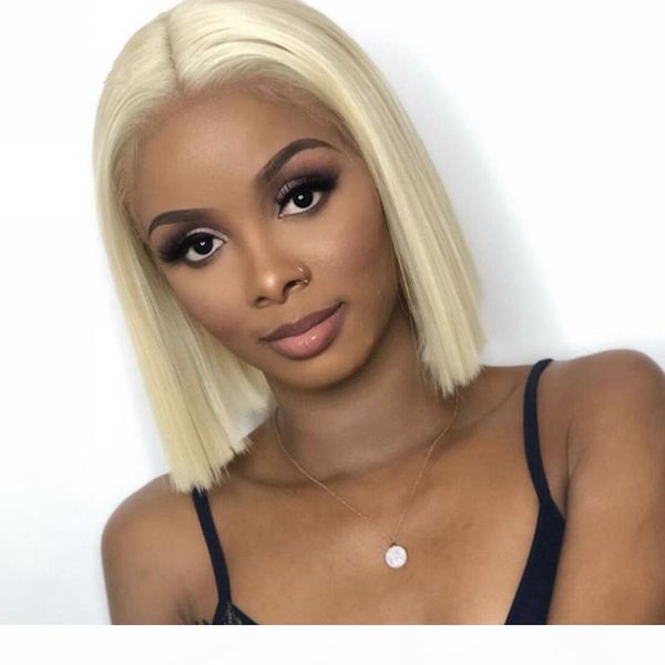 

индийский прямые волосы фронта шнурка парики 613 blonde remy человеческих волос полный парики шнурка средняя часть bob париков, Black;brown