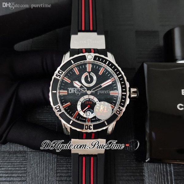 

2022 diver 263-10 a21j power reserve automatic mens watch steel case black red dial stick markers rubber strap puretime ptun limited edition, Slivery;brown