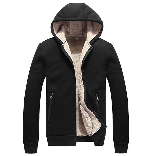 

winter solid sweater plush cashmere cold resistant warm hooded cardigan sportswear men's wear, Gray