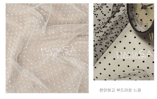 

ivory 160cm wide 3yards/lot polka dot mesh soft gauze tulle net fabric for blouse mosquito net curtain dress skirt veil tutu1, Black;white